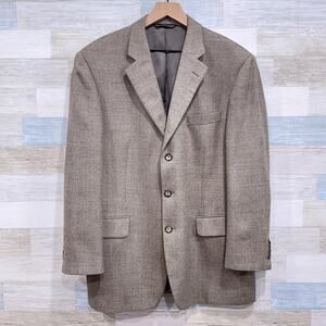 Jack Victor Tweed Wool Sport Coat Jacket Taupe Brown Two Button Mens 42R